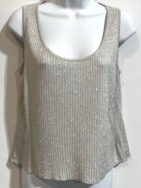 St. John Women's Shimmery Silver Scoop Neck Tank Top